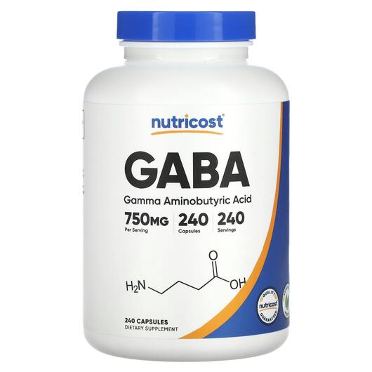 Основное фото товара GABA 750 mg Основное фото товара Nutricost, ГАМК, GABA 750 mg, 240 капсул