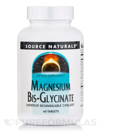 Основне фото товара Source Naturals, Magnesium Bis-Glycinate, Магній, 60 таблеток