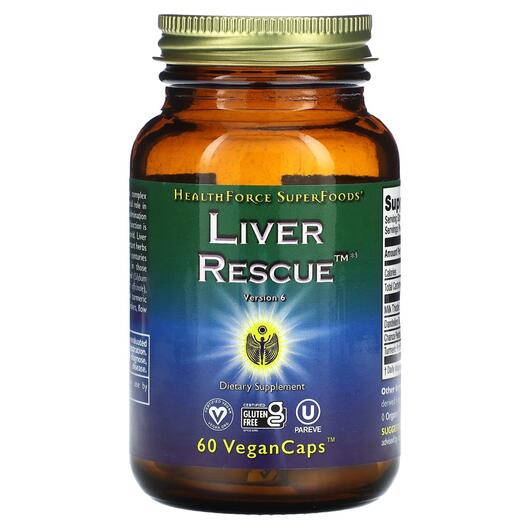 Основное фото товара Liver Rescue Основное фото товара HealthForce Superfoods, Поддержка печени, Liver Rescue, 60 капсул