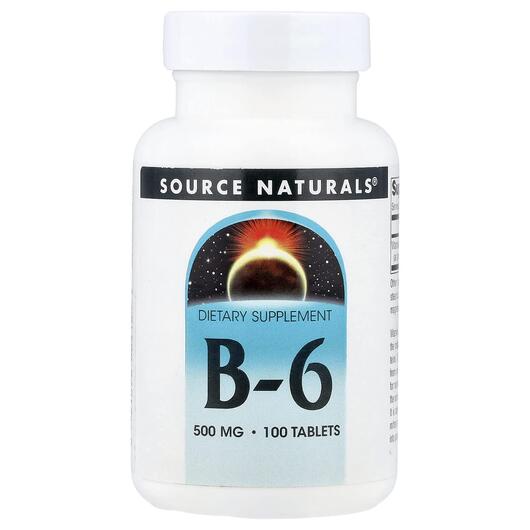 Основное фото товара B6 500 mg Основное фото товара Source Naturals, Витамин B-6 500 мг, B6 500 mg 100, 100 таблеток