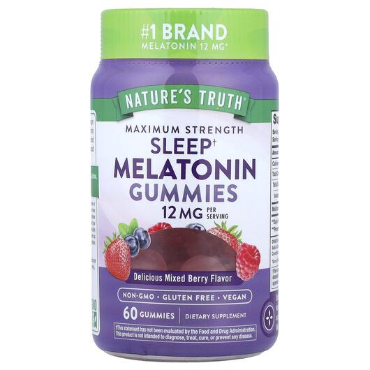 Основне фото товара Melatonin Natural Mixed Berry 12 mg, Мелатонін, 60 таблеток