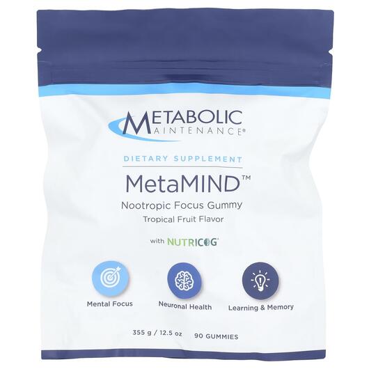 Основне фото товара MetaMIND Nootropic Focus Gummy with Nutricog Tropical Fruit Основне фото товара MetaMIND with Nutricog, Підтримка мозку, 90 таблеток