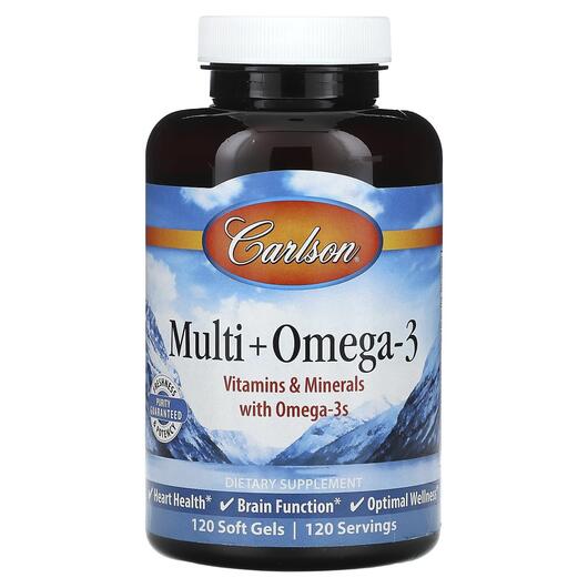 Основное фото товара Multi + Omega-3 Основное фото товара Carlson, Омега 3, Multi + Omega-3, 120 капсул