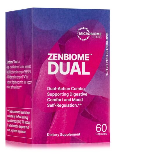 Основне фото товара Zenbiome DUAL Основне фото товара Microbiome Labs, Zenbiome DUAL, Підтримка стресу, 60 капсул