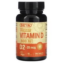 Веганський Вітамін D2 Vegan Vitamin D2 20 mcg 800 IU Deva