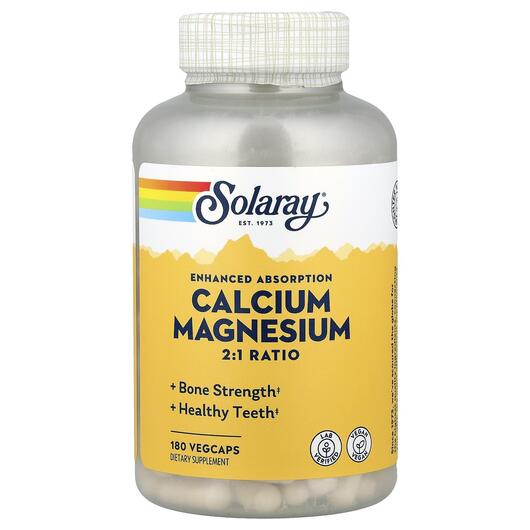 Основне фото товара Solaray, Calcium Magnesium 2:1 Ratio, Кальцій Магній, 180 капсул