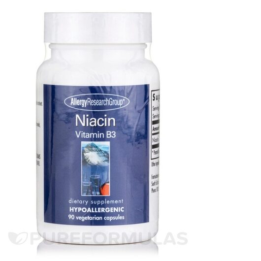 Основне фото товара Niacin Vit B3 Основне фото товара Allergy Research Group, Niacin Vit B3, Вітамін B3 Ніацин, 90 капс