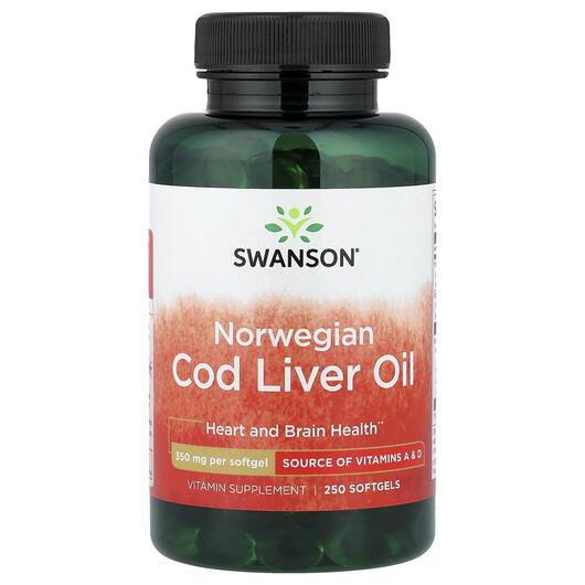 Основное фото товара Масло печени трески, Norwegian Cod Liver Oil 350 mg, 250 капсул