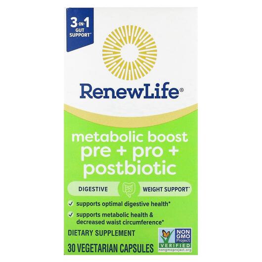 Основное фото товара Жиросжигатели, Metabolic Boost Pre + Pro + Postbiotic, 30 капсул