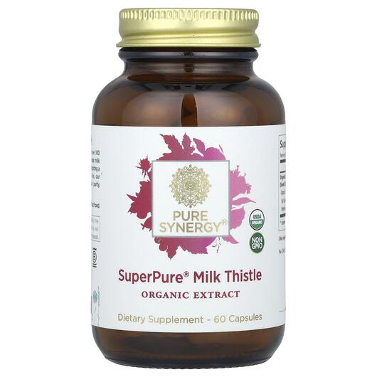 Основне фото товара Super Pure Milk Thistle Organic Extract Основне фото товара Pure Synergy, Super Pure Milk Thistle, Розторопша, 60 капсул