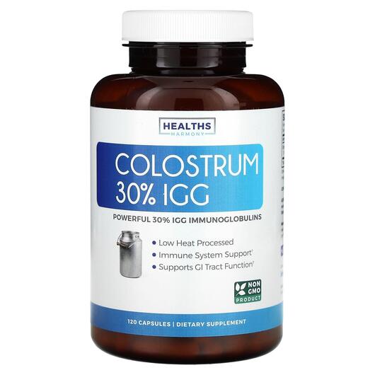 Основне фото товара Healths Harmony, Colostrum 30% IGG 1000 mg, Колострум, 120 капсул