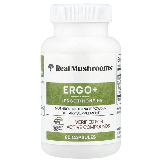 Основное фото товара Real Mushrooms, Грибы, ERGO + L-Ergothioneine, 60 капсул