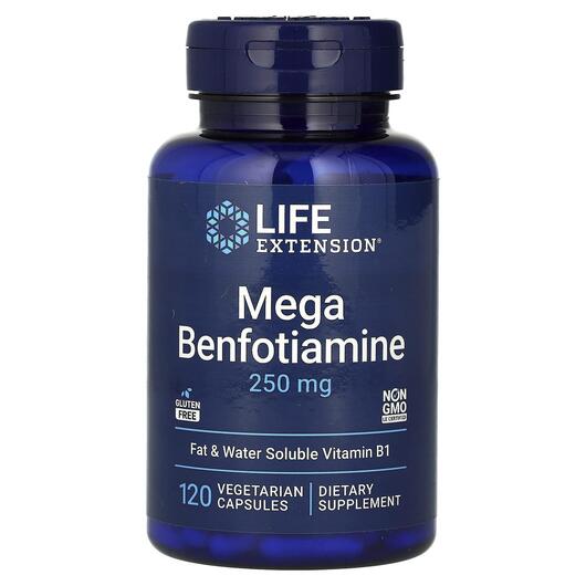 Основне фото товара Mega Benfotiamine 250 mg, Бенфотіамін 250 мг, 120 капсул