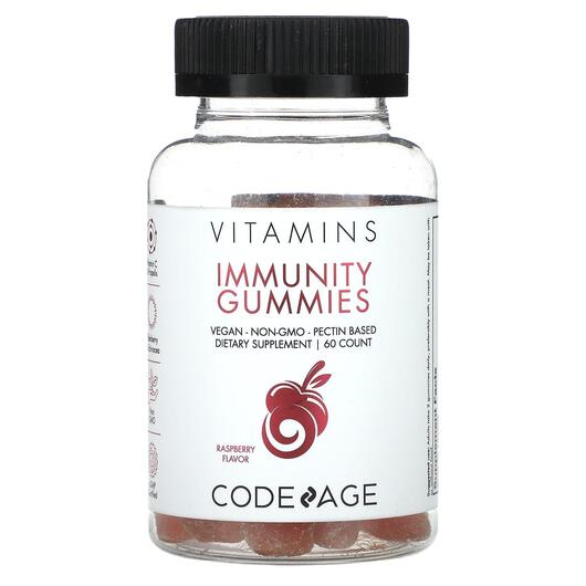 Основное фото товара Vitamins Immunity Gummies Vegan Non-GMO Pectin Based Raspberry Основное фото товара CodeAge, Витамины, Vitamins Immunity Gummies, 60 таблеток