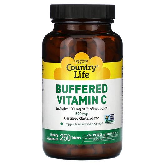 Основное фото товара Country Life, Витамин C, Buffered Vitamin C 500 mg, 250 таблеток