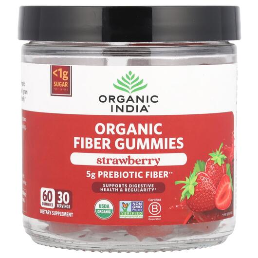 Основне фото товара Organic Fiber Gummies Strawberry, Цукерки з клітковиною, 60 табле