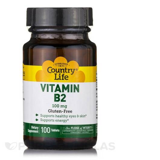 Основное фото товара Vitamin B2 100 mg Основное фото товара Country Life, Витамин B2 Рибофлавин, Vitamin B2 100 mg, 100 табле