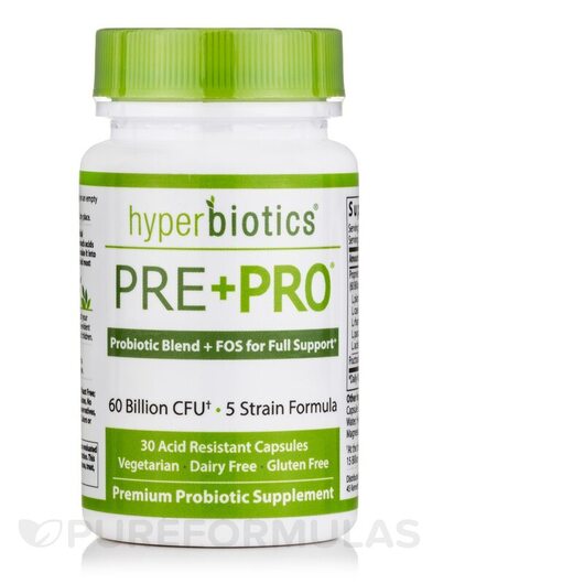 Основное фото товара PRE+PRO: Advanced Strength Probiotic and Prebiotic 60 Billion CFU Основное фото товара PRE+PRO: Advanced Strength Probiotic, Пребиотики, 30 Acid Resista