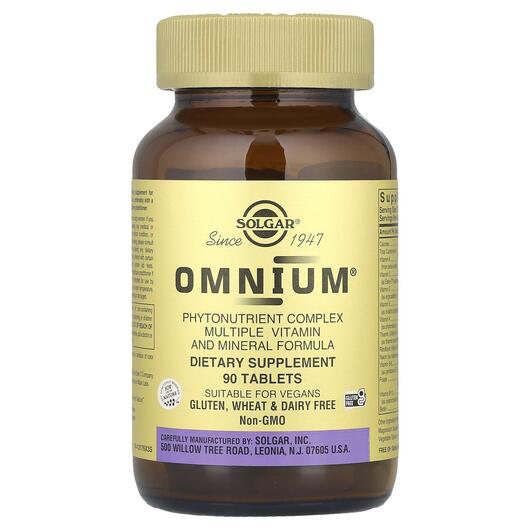 Основное фото товара Omnium Phytonutrient Complex Multiple Vitamin Основное фото товара Solgar, Мультивитамины, Omnium, 90 таблеток