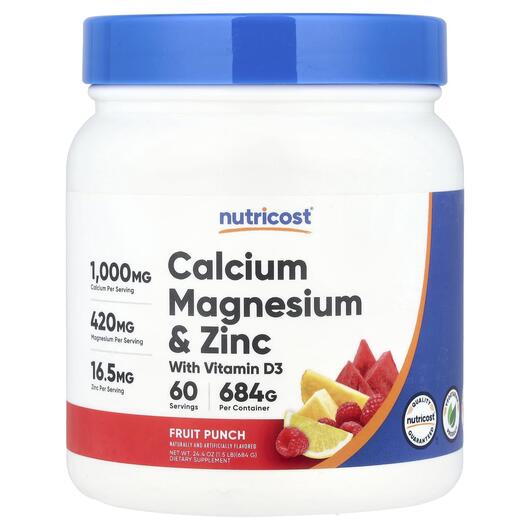 Основне фото товара Calcium Magnesium & Zinc with Vitamin D3 Основне фото товара Nutricost, Calcium Magnesium & Zinc with Vitamin D3, Кальцій,