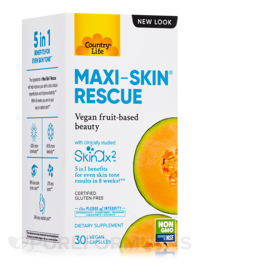 Основное фото товара Country Life, Кожа ногти волосы, Maxi-Skin Rescue, 30 капсул