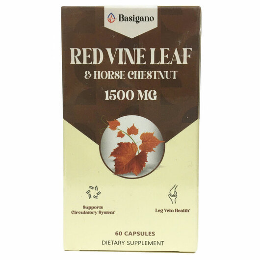 Основное фото товара Basigano, Листья красного винограда, Red Vine Leaf 1500 mg, 60 ка