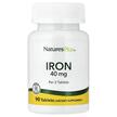 Фото товару Iron 40 mg Фото товару Natures Plus, Iron 40 mg, Залізо, 90 таблеток