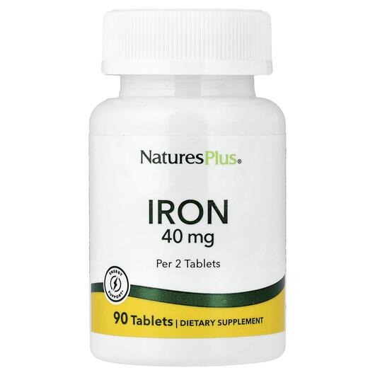 Основне фото товара Iron 40 mg Основне фото товара Natures Plus, Iron 40 mg, Залізо, 90 таблеток