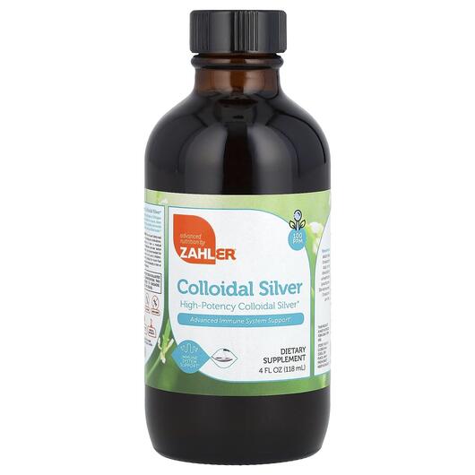 Основне фото товара Colloidal Silver 100 PPM Основне фото товара Zahler, Colloidal Silver 100 PPM, Колоїдне срібло, 118 мл
