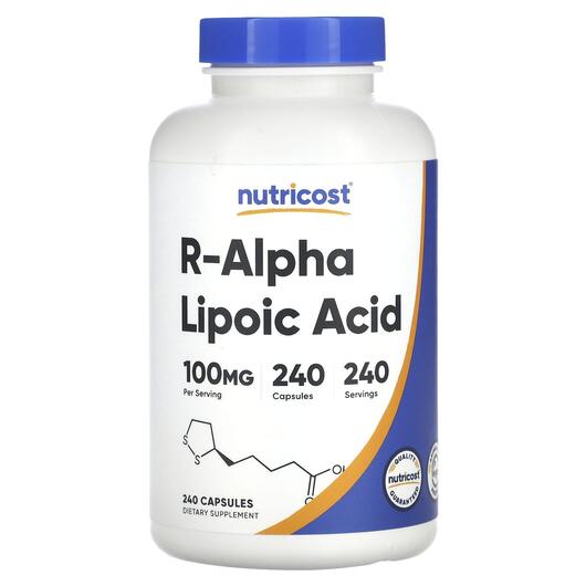 Основное фото товара R-Alpha Lipoic Acid 100 mg Основное фото товара Nutricost, Альфа-липоевая, R-Alpha Lipoic Acid 100 mg, 240 капсул