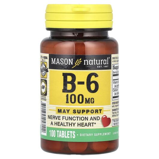Основное фото товара Mason, Витамин B6 Пиридоксин, Vitamin B6 100 mg, 100 таблеток