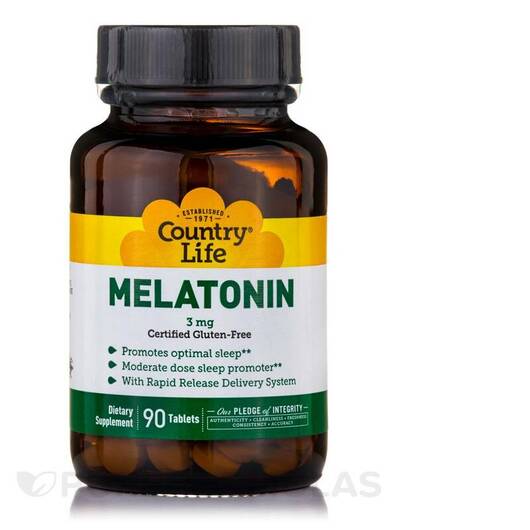 Основное фото товара Country Life, Мелатонин, Melatonin 3 mg, 90 таблеток