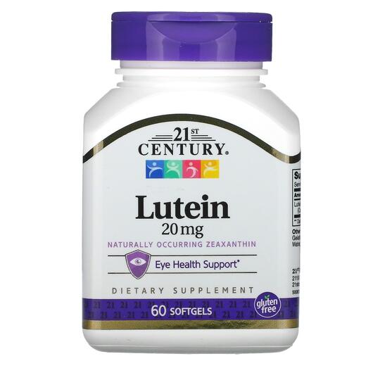 Основне фото товара Lutein 20 mg Основне фото товара 21st Century, Lutein 20 mg, Лютеїн 20 мг, 60 капсул