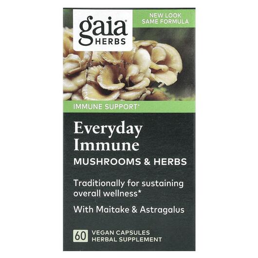 Основное фото товара Gaia Herbs, Грибы, Everyday Immune Mushrooms & Herbs, 60 капс