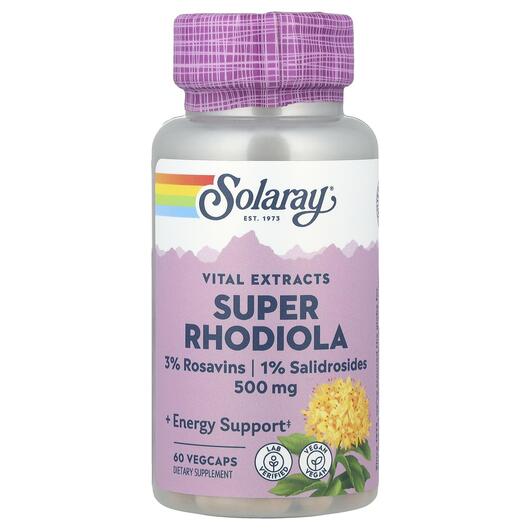 Основне фото товара Solaray, Super Rhodiola Root Extract 500 mg, Родіола 500 мг, 60 к