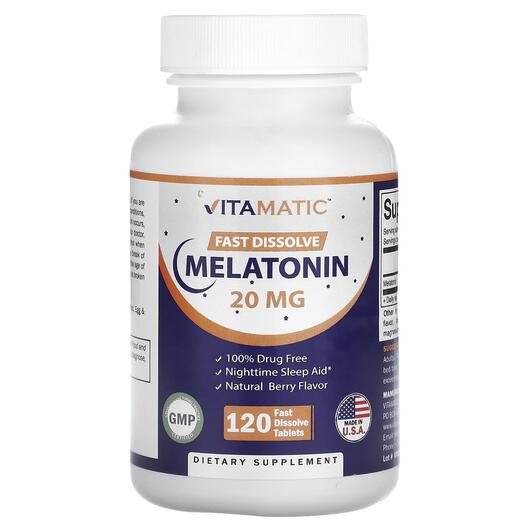 Основне фото товара Fast Dissolve Melatonin Natural Berry 20 mg, Мелатонін, 120 табле