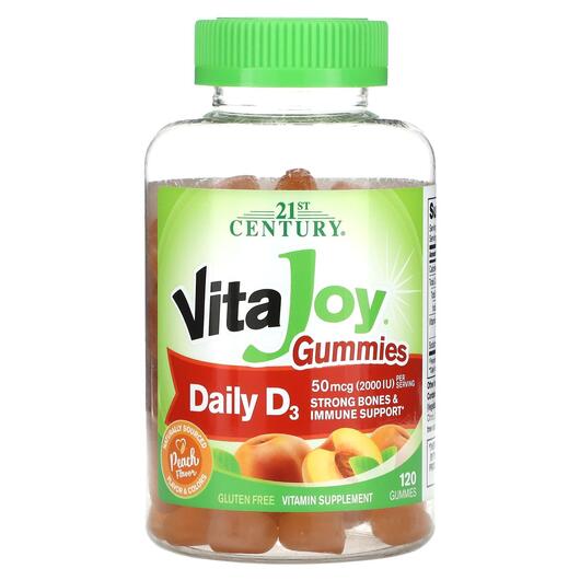 Основне фото товара VitaJoy Gummies Daily D3 Peach 25 mcg 1000 IU Основне фото товара VitaJoy Gummies Daily D3 Peach 25 mcg 1000 IU, Вітамін D3, 120 та