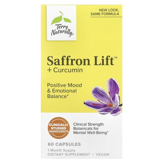 Основне фото товара Terry Naturally, Saffron Life + Curcumin, Шафран, 60 капсул
