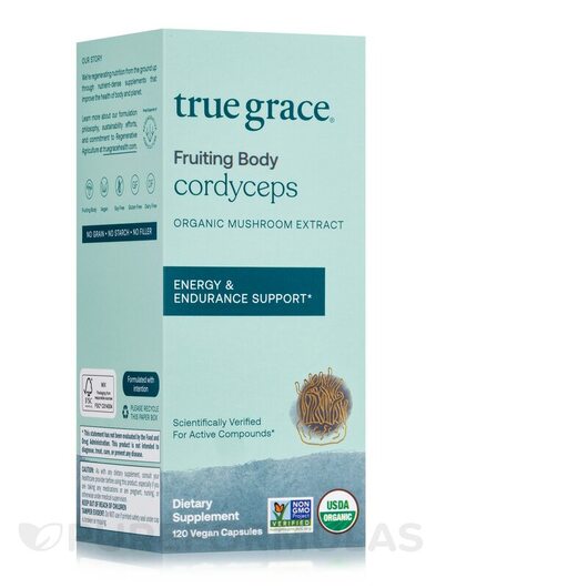 Основное фото товара Organic Cordyceps Основное фото товара True Grace, Грибы Кордицепс, Organic Cordyceps, 120 капсул