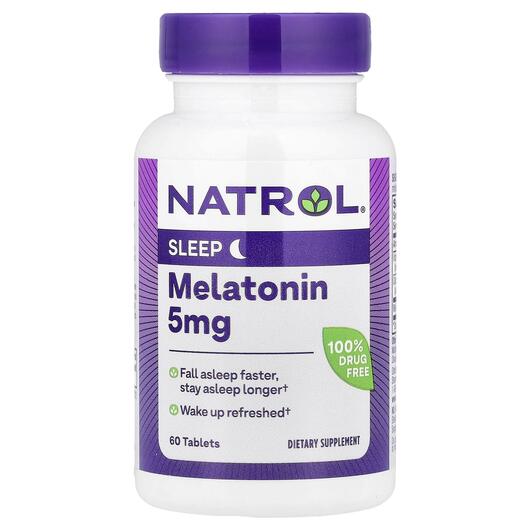 Основне фото товара Natrol, Melatonin Extra Strength 5 mg, Мелатонін, 60 таблеток