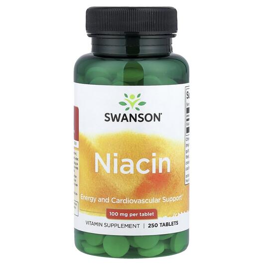 Основне фото товара Niacin 100 mg Основне фото товара Swanson, Niacin 100 mg, Вітамін B3 Ніацин, 250 таблеток