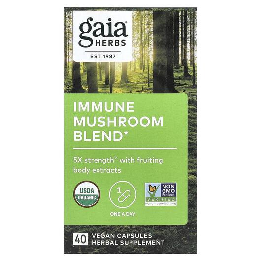 Основне фото товара Gaia Herbs, Immune Mushroom Blend, Гриби Шиїтаке, 40 капсул