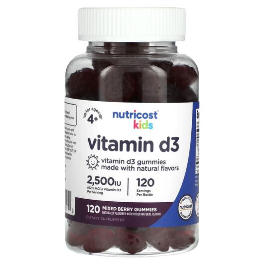 Основне фото товара Nutricost, Kids Vitamin D3 2500 IU, Вітамін D3, 120 таблеток