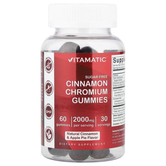 Основне фото товара Vitamatic, Cinnamon Chromium Gummies, Хром, 60 таблеток