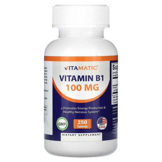 Основне фото товара Vitamin B1 100 mg Основне фото товара Vitamatic, Vitamin B1 100 mg, Вітамін B1 Тіамін, 250 таблеток