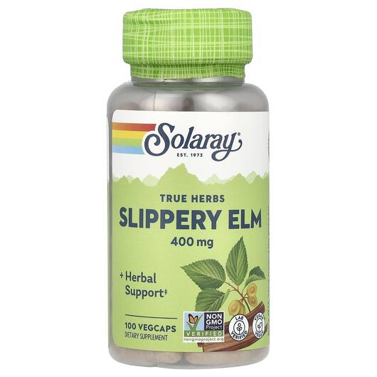 Основне фото товара Slippery Elm 400 mg Основне фото товара Solaray, Slippery Elm 400 mg, Слизький в'яз 400 мг, 100 капс