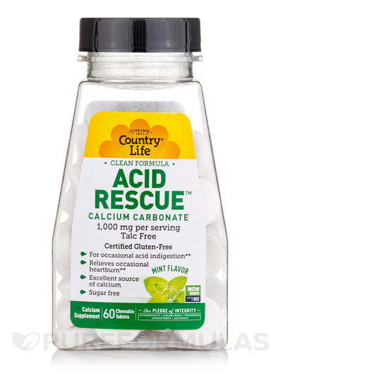 Основное фото товара Кальций, Acid Rescue Calcium Carbonate Mint Flavor, 60 таблеток