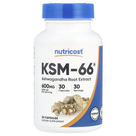 Основное фото товара Nutricost, Ашваганда, KSM-66 600 mg, 30 капсул
