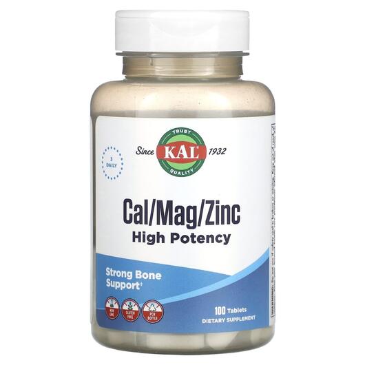 Основне фото товара Cal/Mag/Zinc High Potency Основне фото товара KAL, Cal/Mag/Zinc High Potency, Цинк, 100 таблеток