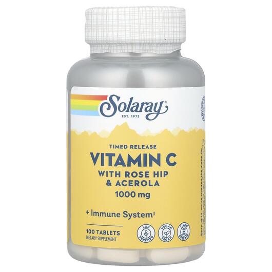 Основне фото товара Timed-Release Vitamin C1000 mg Основне фото товара Solaray, Vitamin C 1000 mg, Вітамін С 1000 мг, 100 таблеток